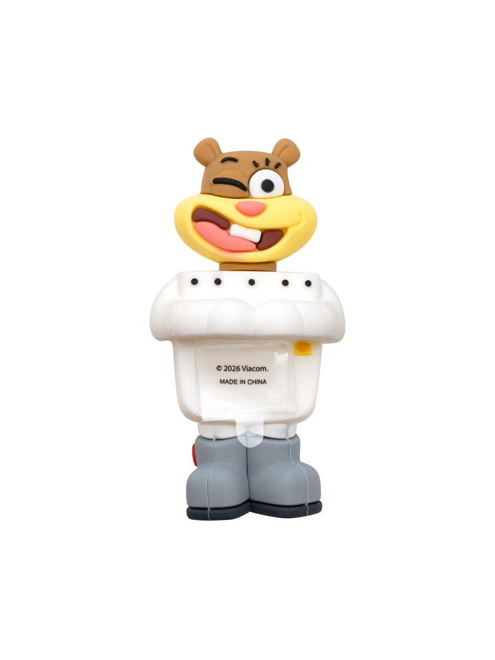 A collectible figure of Sandy Cheeks from SpongeBob SquarePants shown against a plain white background.