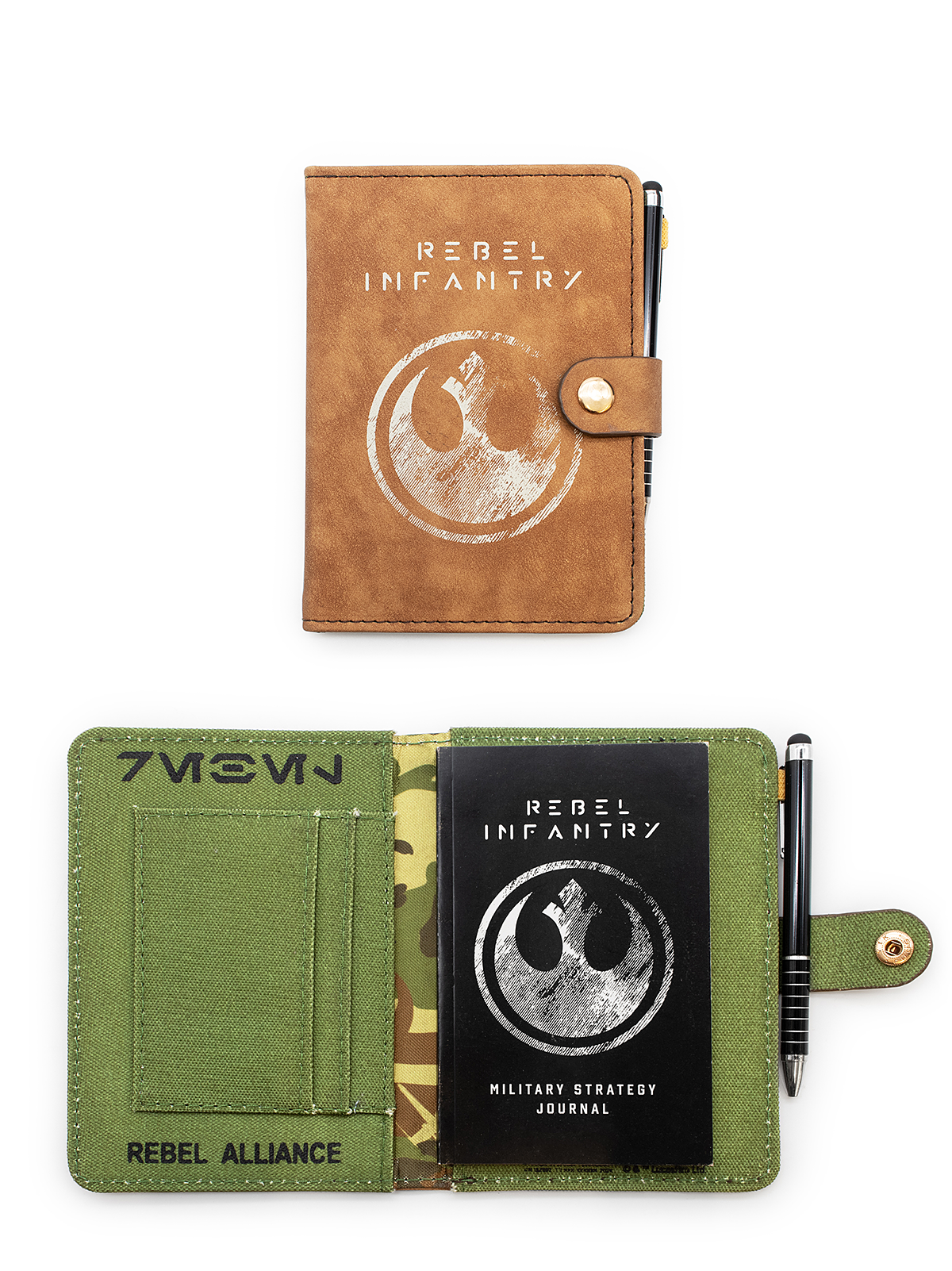 Rebel Infantry notebook with pen and card holder on a white background