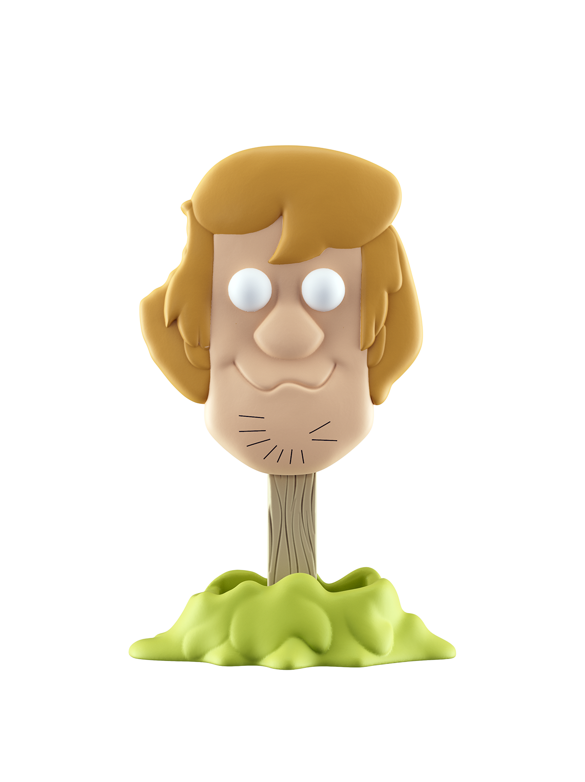 Shaggy with a green base on a white background