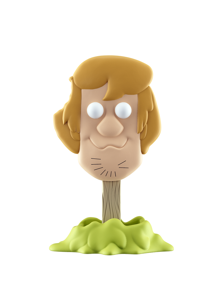 Shaggy with a green base on a white background