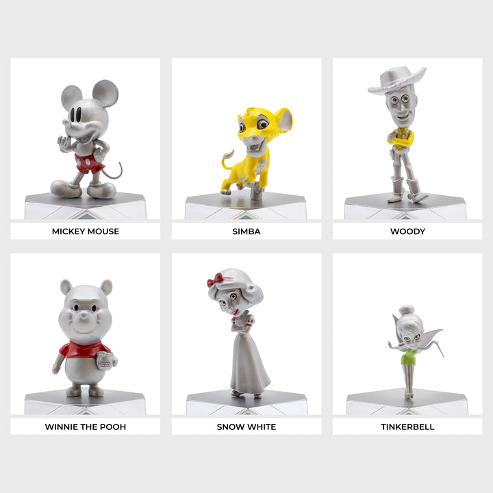 full set of smols. text: mickey mouse, simba, woody, winnie the pooh, snow white, tinkerbell