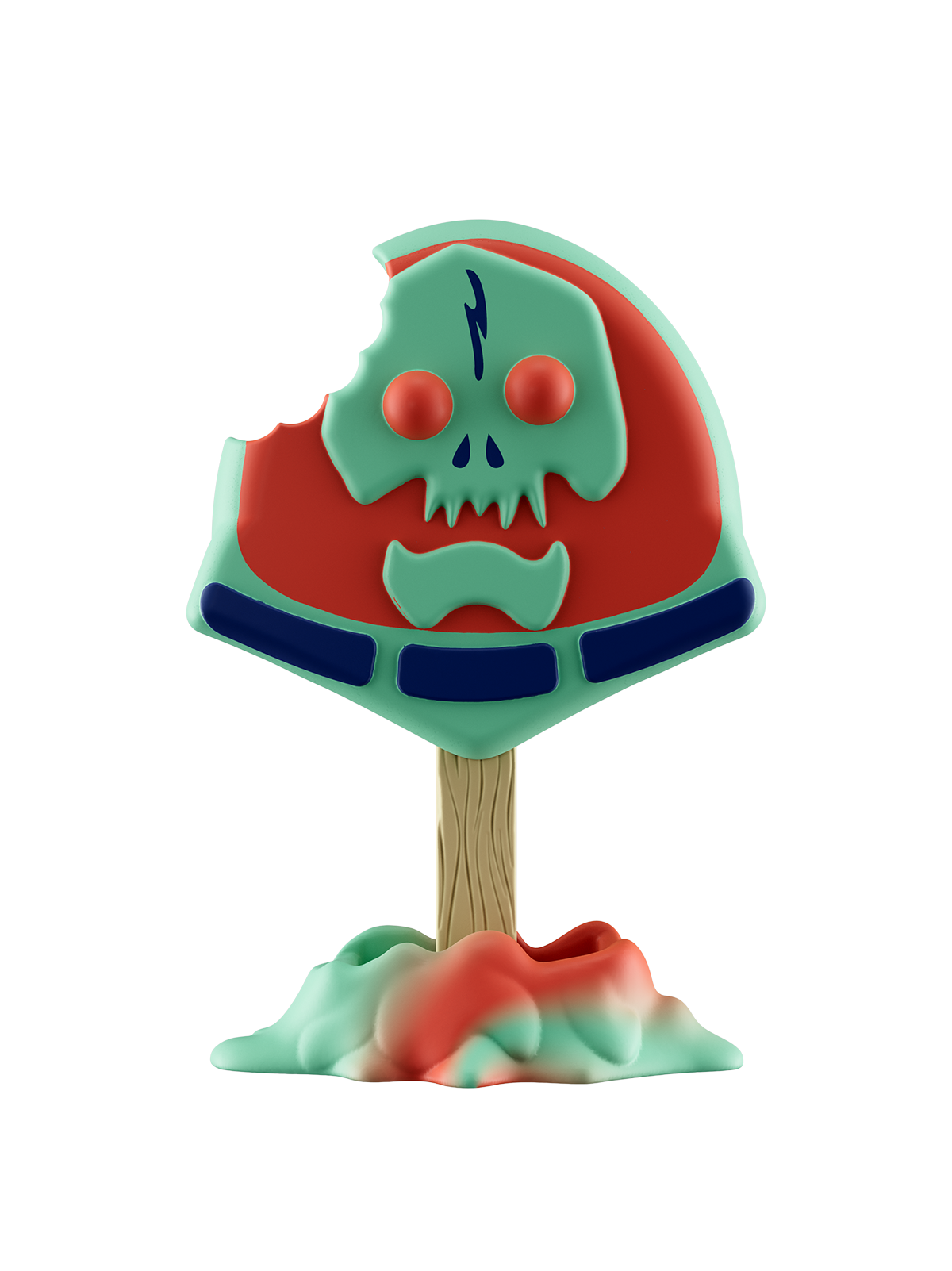 skull design figure on a base on a white background