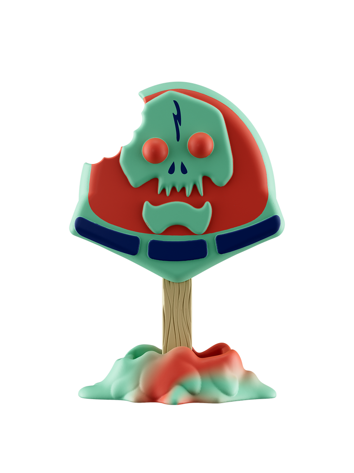 skull design figure on a base on a white background