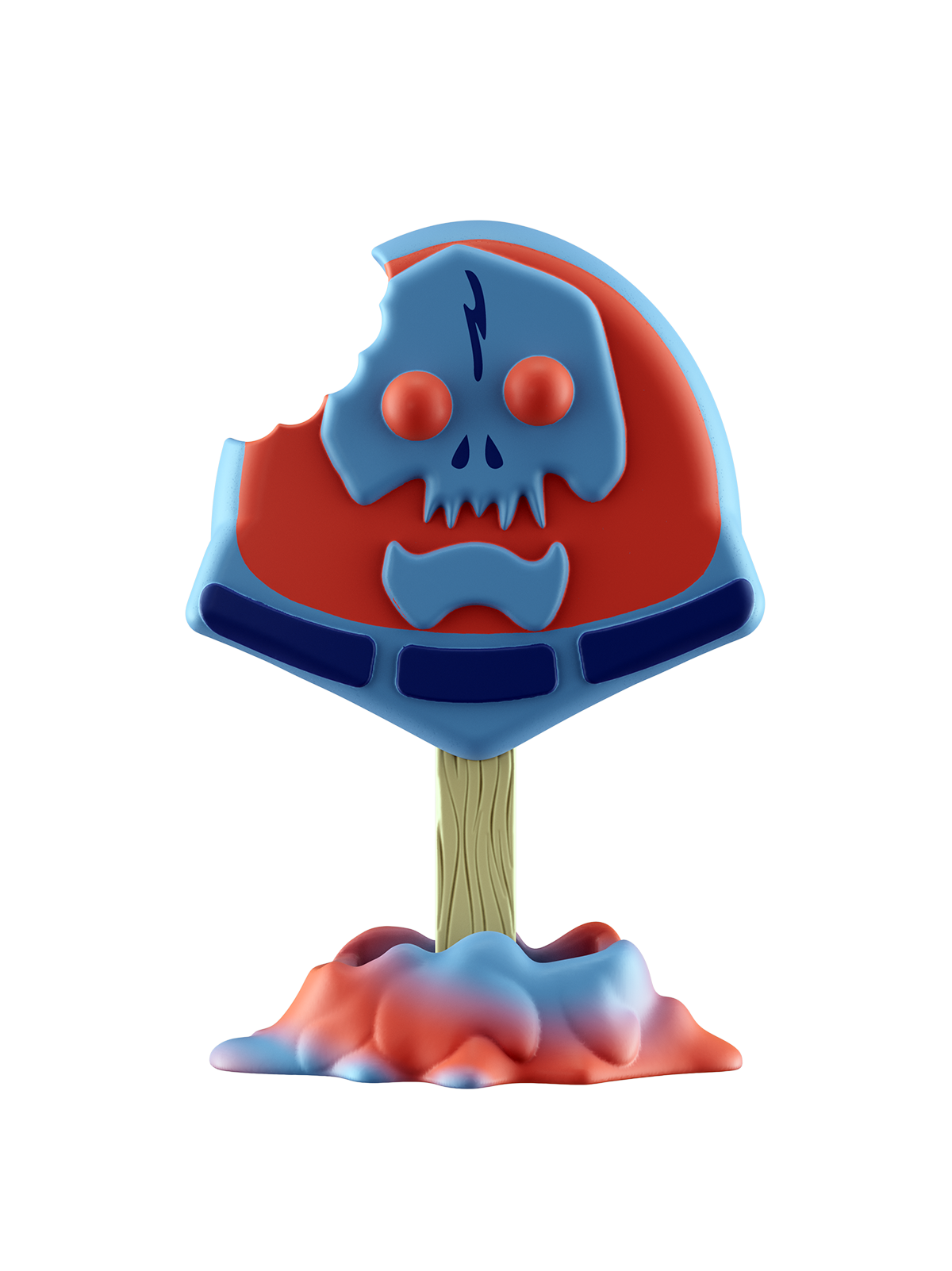 skull design figure on a base on a white background