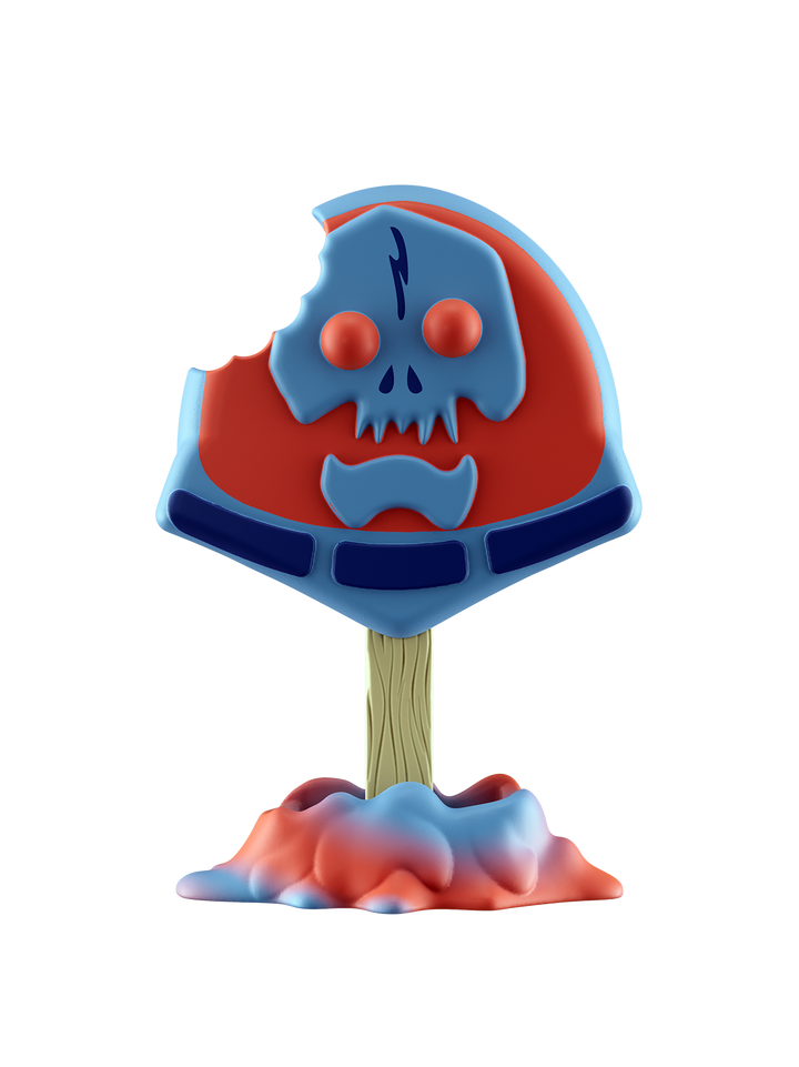 skull design figure on a base on a white background