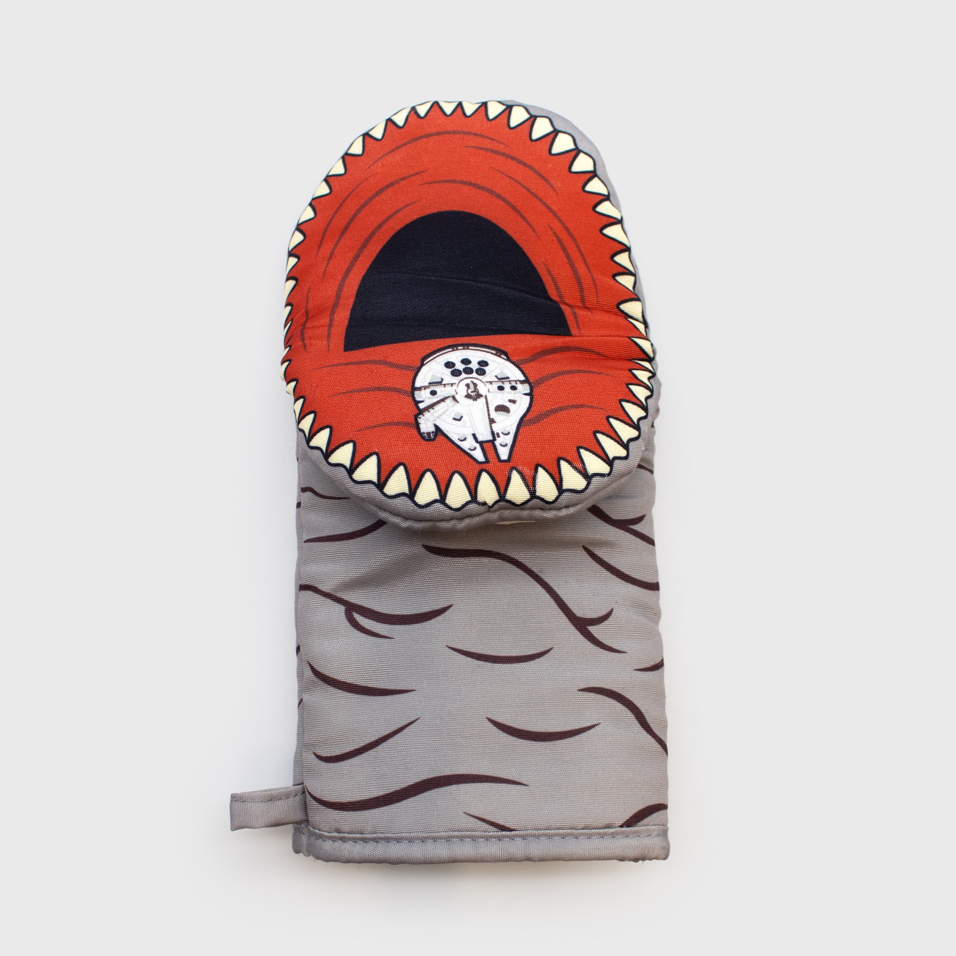exogorth oven mitt. inside mouth is millennium falcon