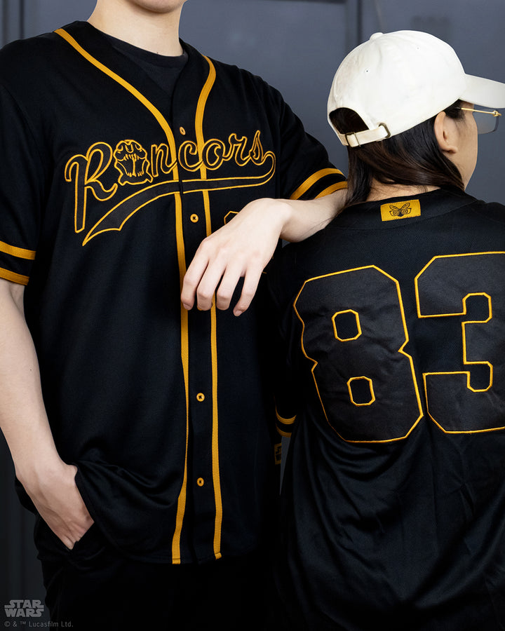 front and back of jersey. front: rancors. back: 83