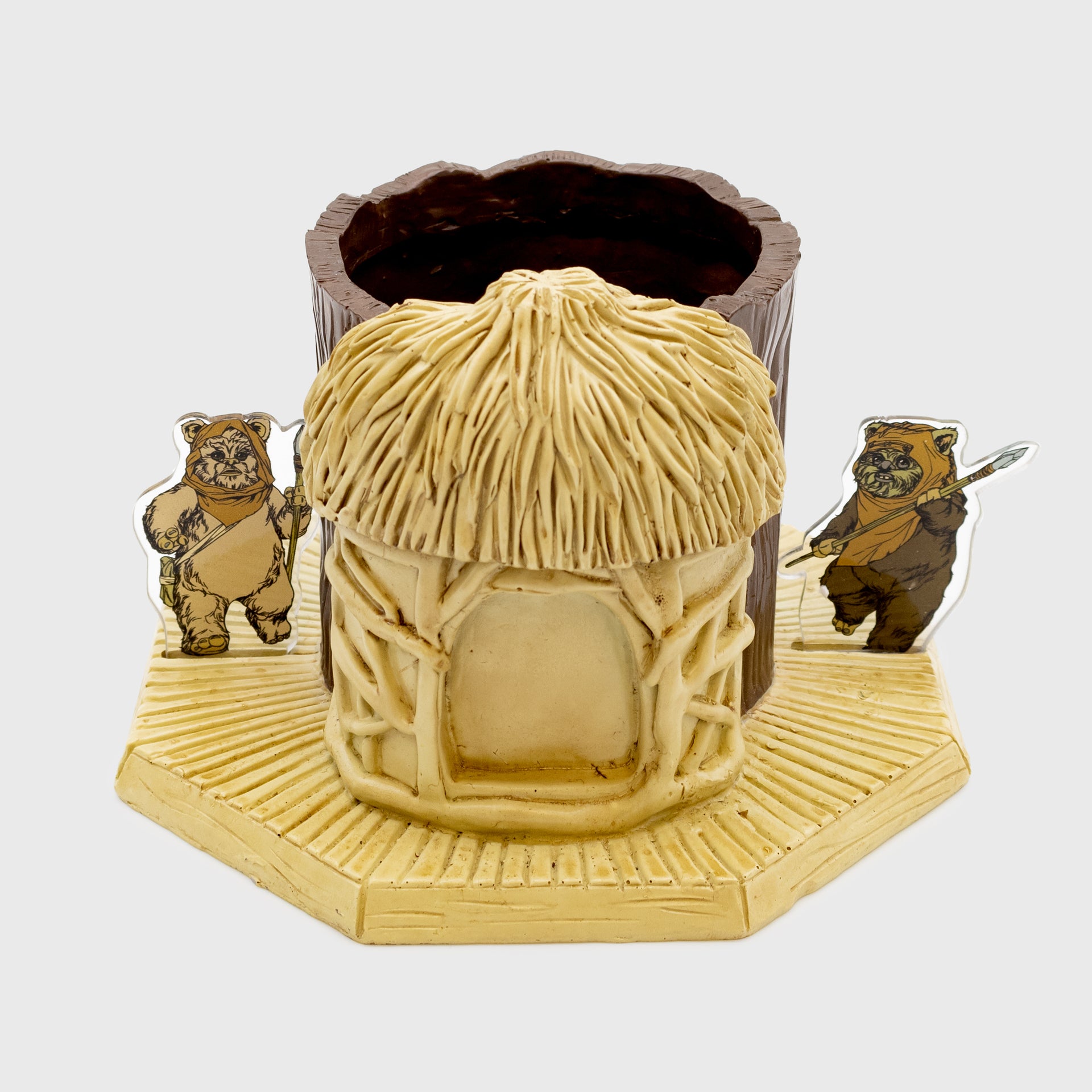 ewok village planter with two ewok standees