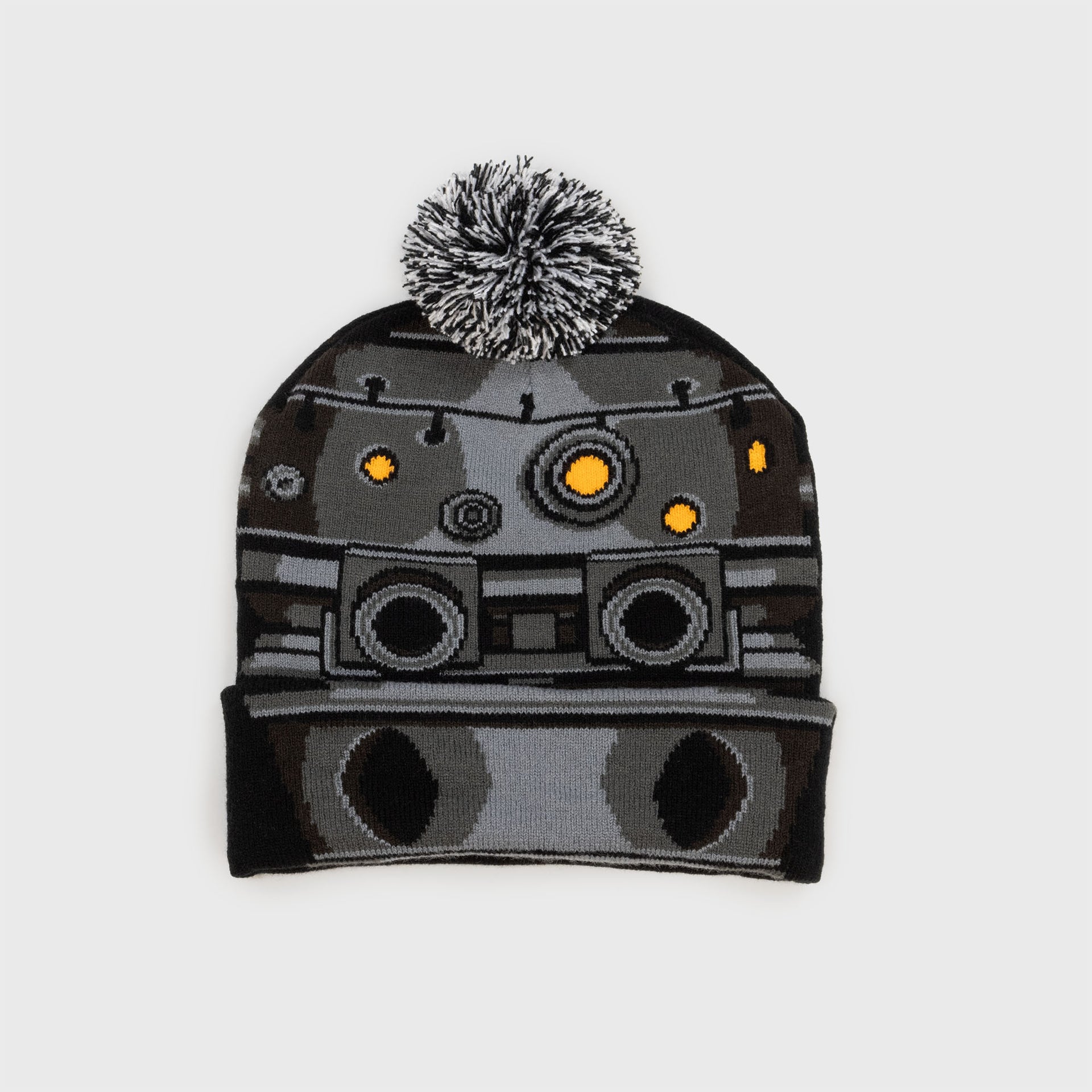 1G-88 beanie. pom-pom on top. droid design. cuff.