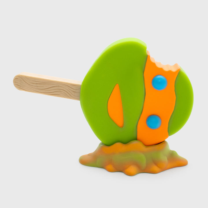 tmnt meltz laying on top of stand. michelangelo.