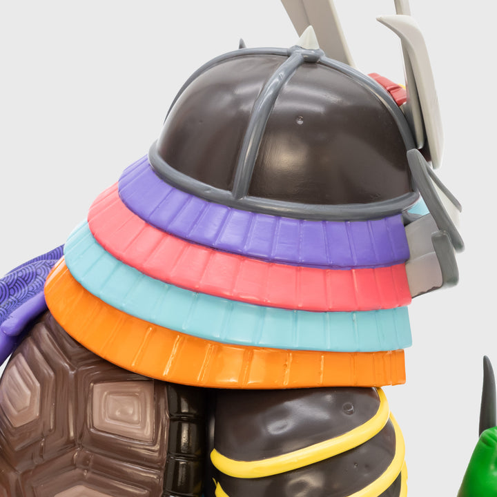 close up of back of helmet of raphael