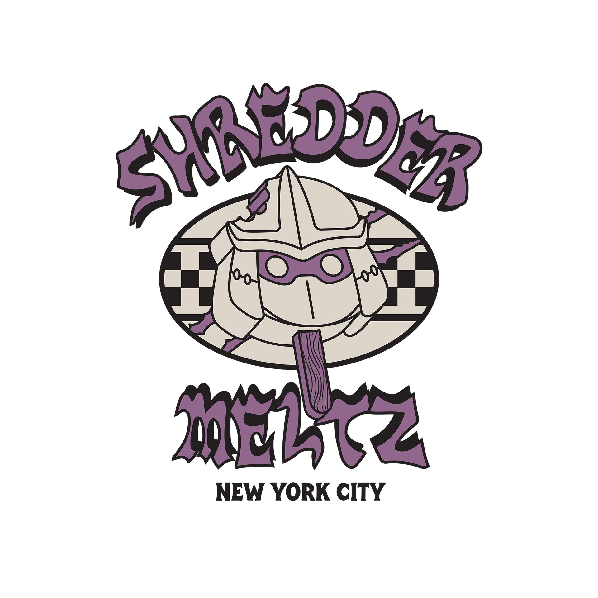 image on shirt: shredder popsicle. text: shredder meltz new york city