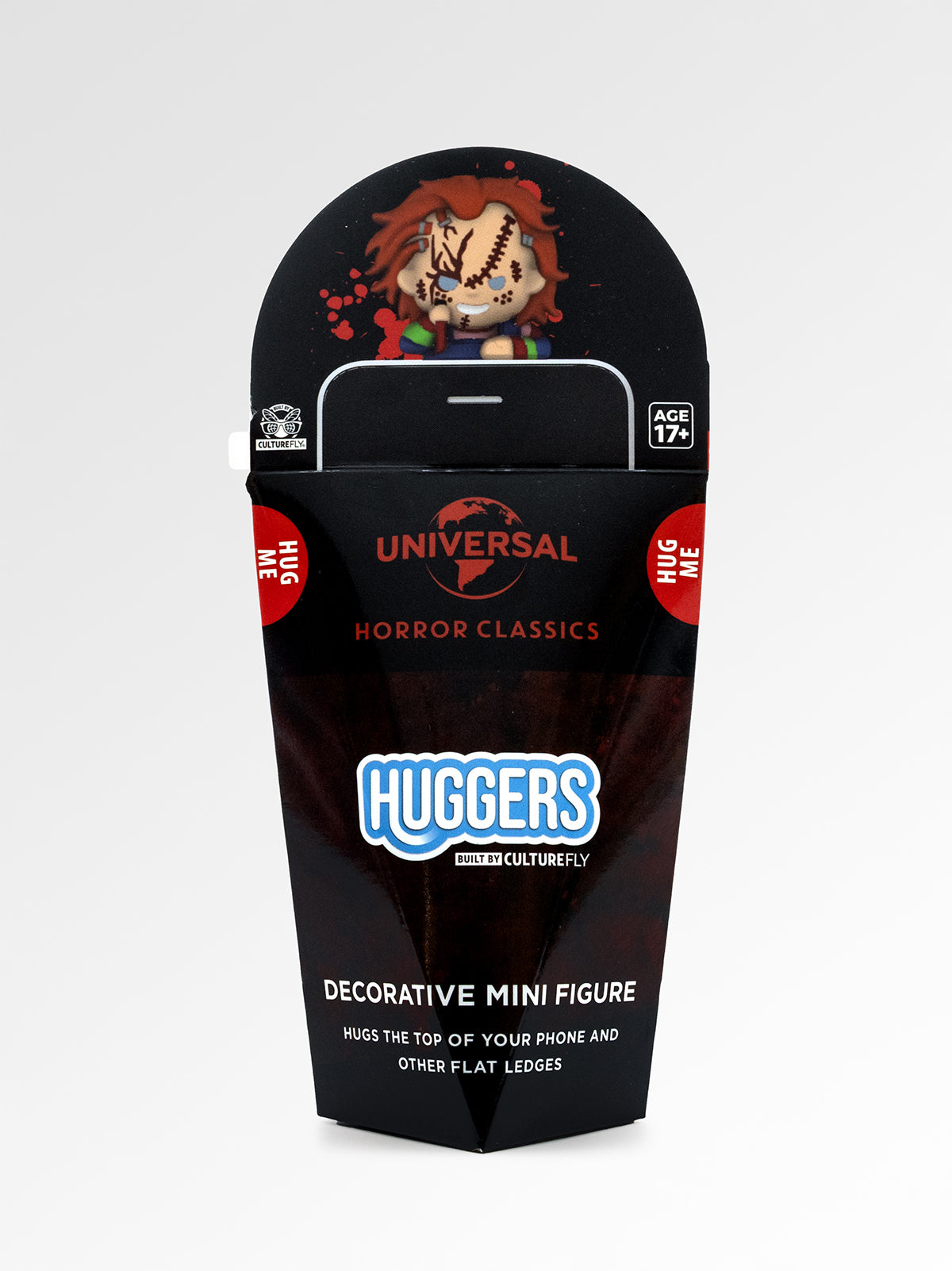 Huggers decorative mini figure packaging with a character on a gray background