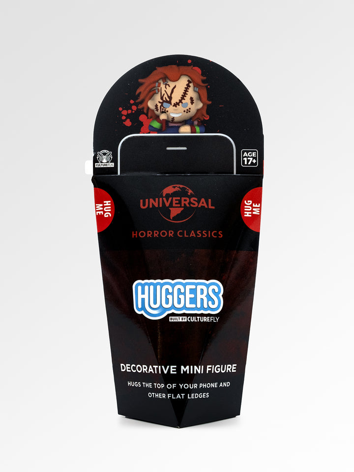 Huggers decorative mini figure packaging with a character on a gray background