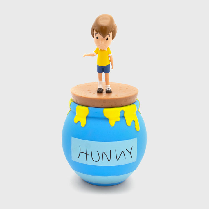 christopher robin on top of hunny pot