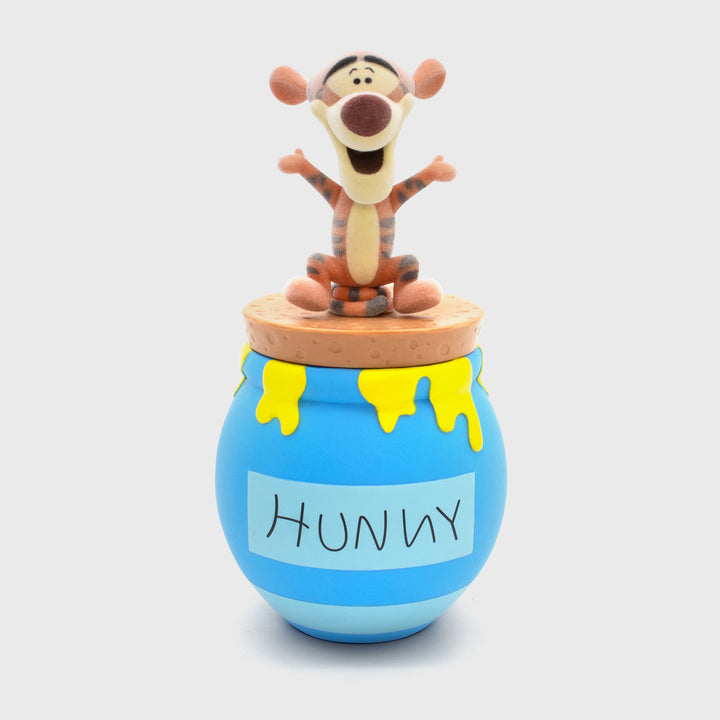 flocked tigger on top of hunny pot