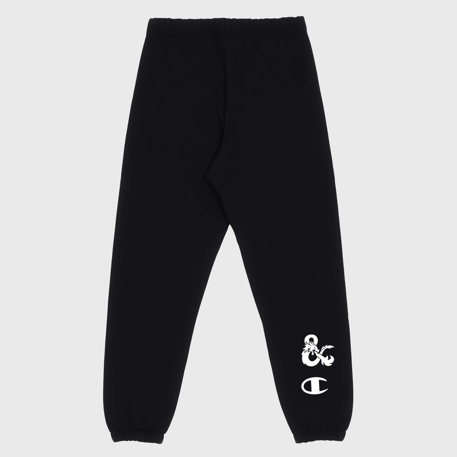 dungeons and dragons sweatpants back. dungeons and dragons and champion logo on right leg.
