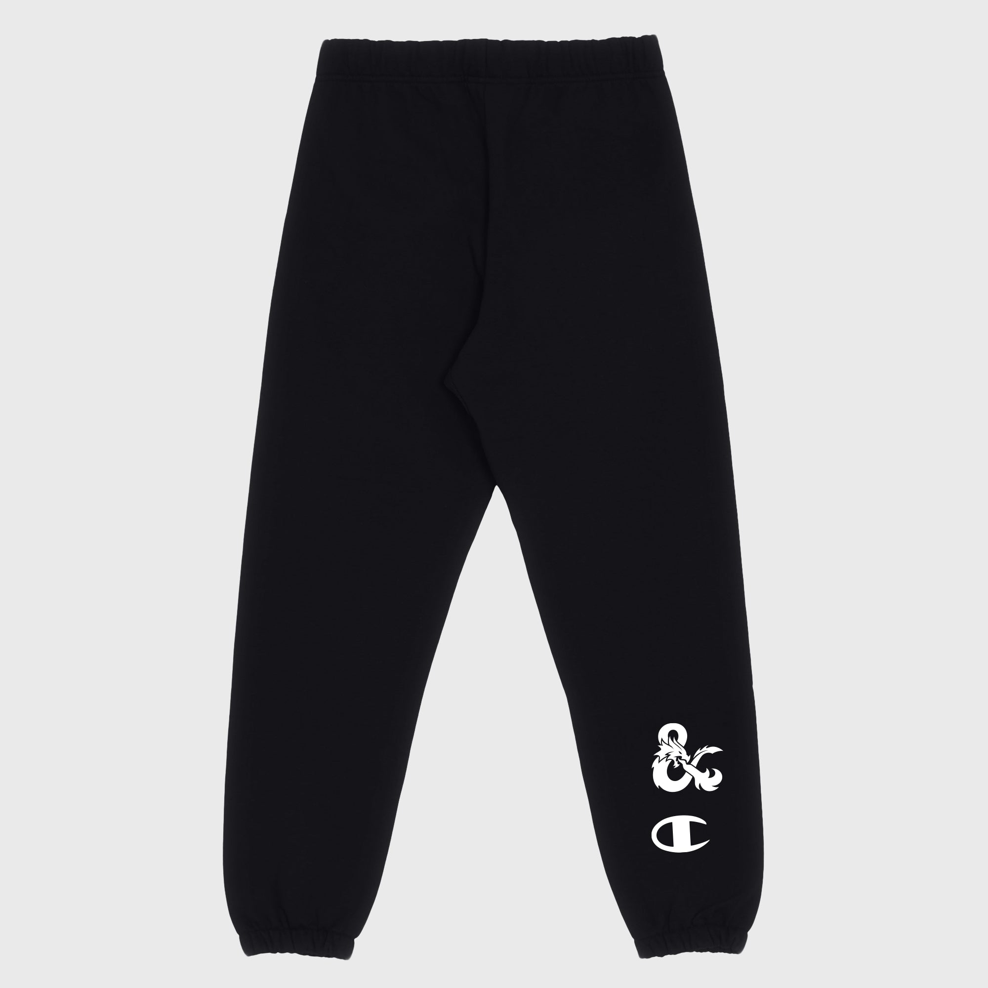 dungeons and dragons sweatpants back. dungeons and dragons and champion logo on right leg.