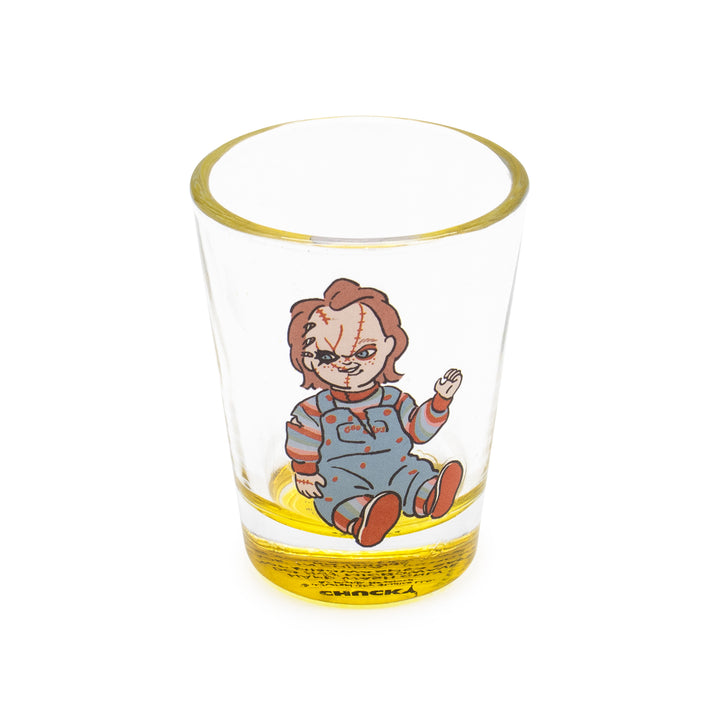 Clear glass with a character design on a white background