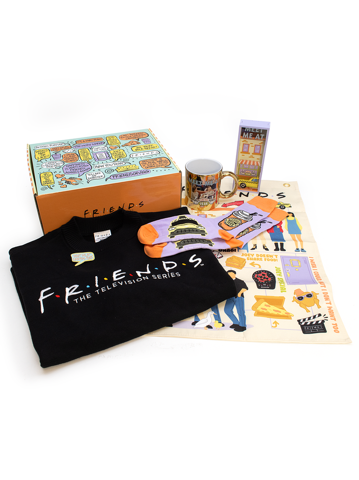friends box spring 2026 mug, book nook, socks, enamel pin, sweater, tapestry