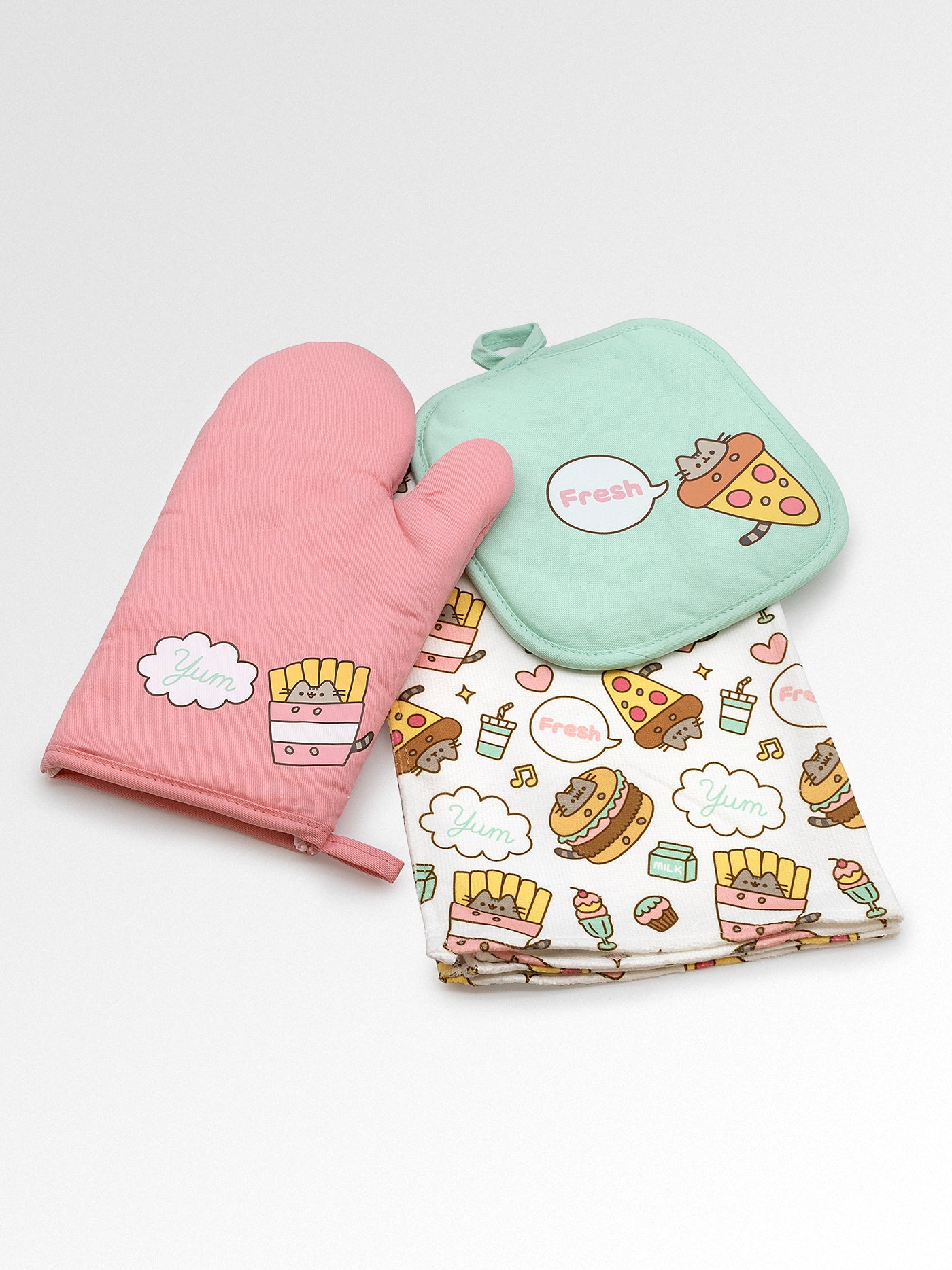 pusheen kitchen bundle oven mitt pot holder towel