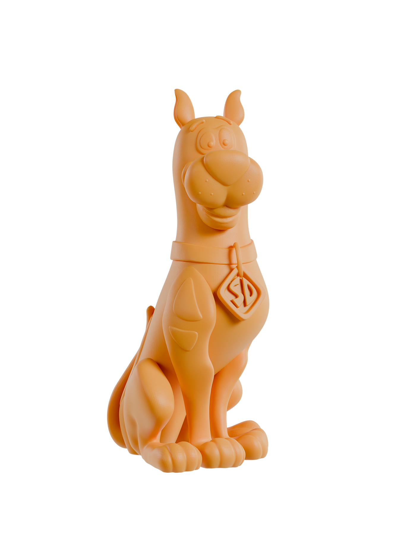 Orange dog-shaped figurine on a white background
