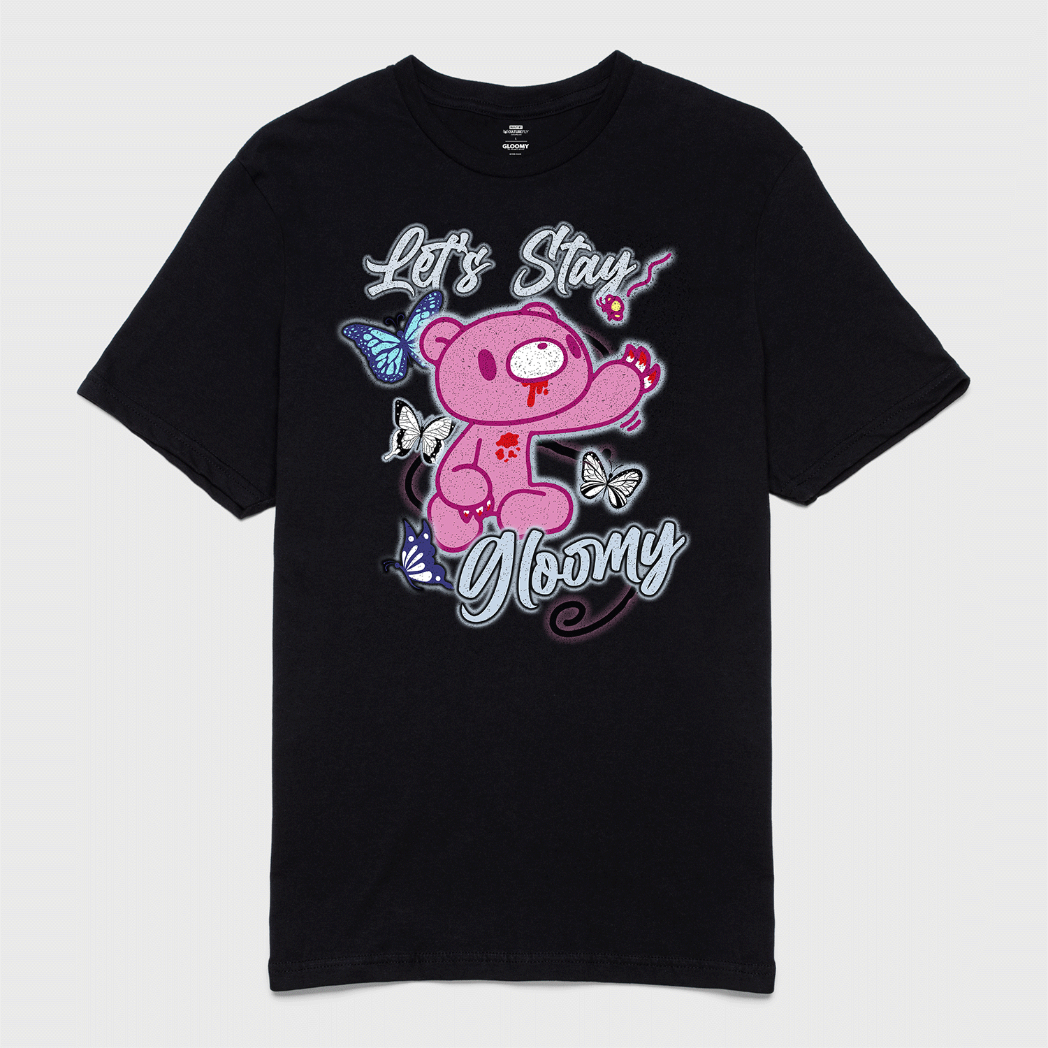t-shirt tee shirt short sleeve let's stay gloomy gloomy bear black culturefly