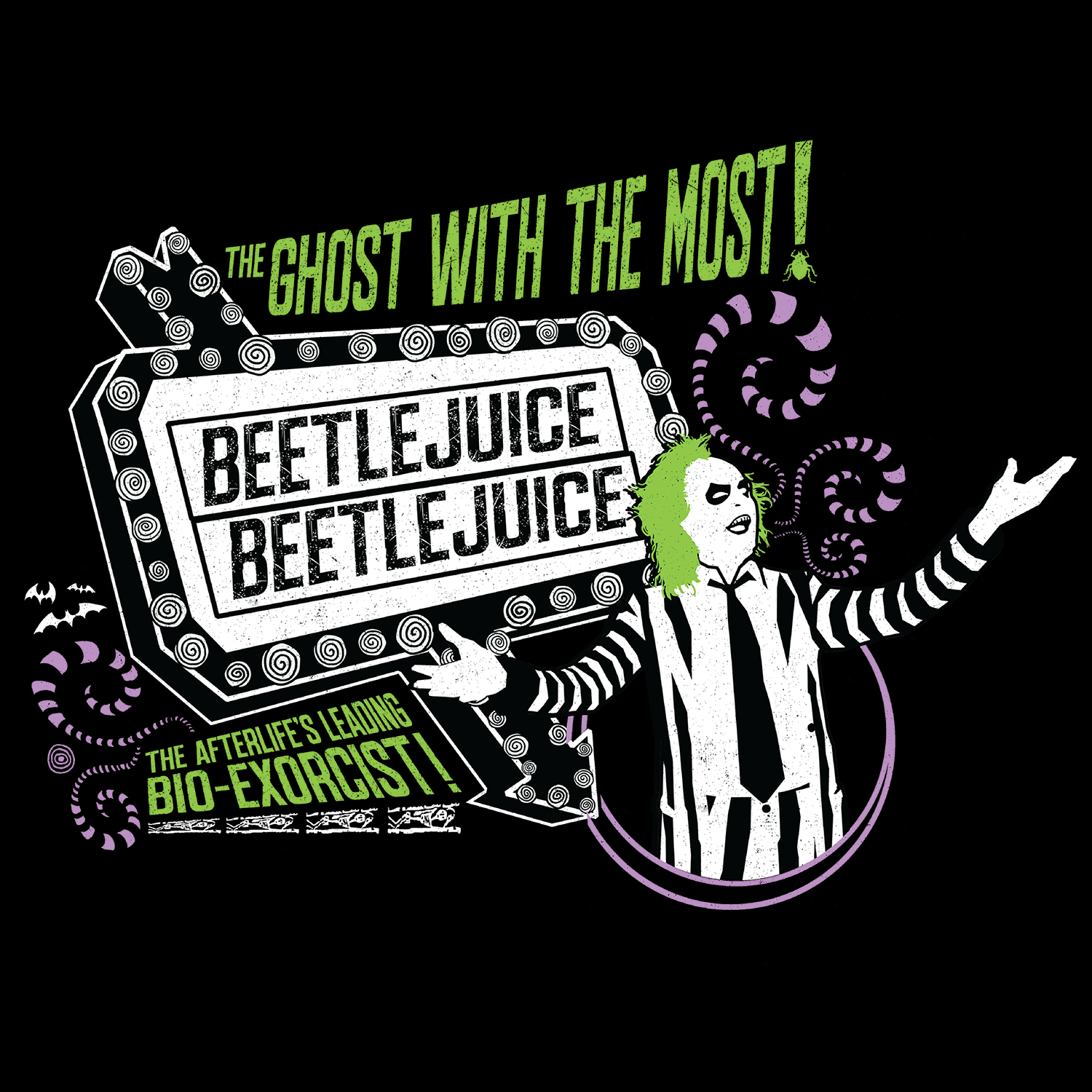 t-shirt tee shirt short sleeve the ghost with the most the afterlife's leading bio-exorcist beetlejuice black culturefly