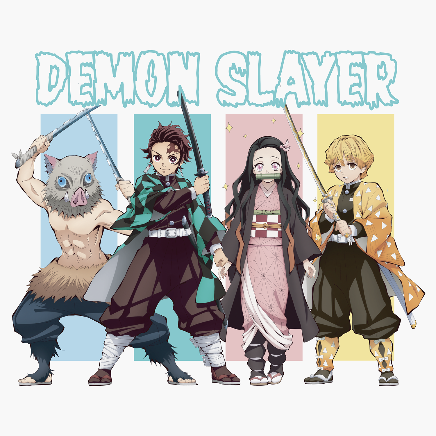 demon slayer group tee with inuske tanjiro nezulo and zenetsu