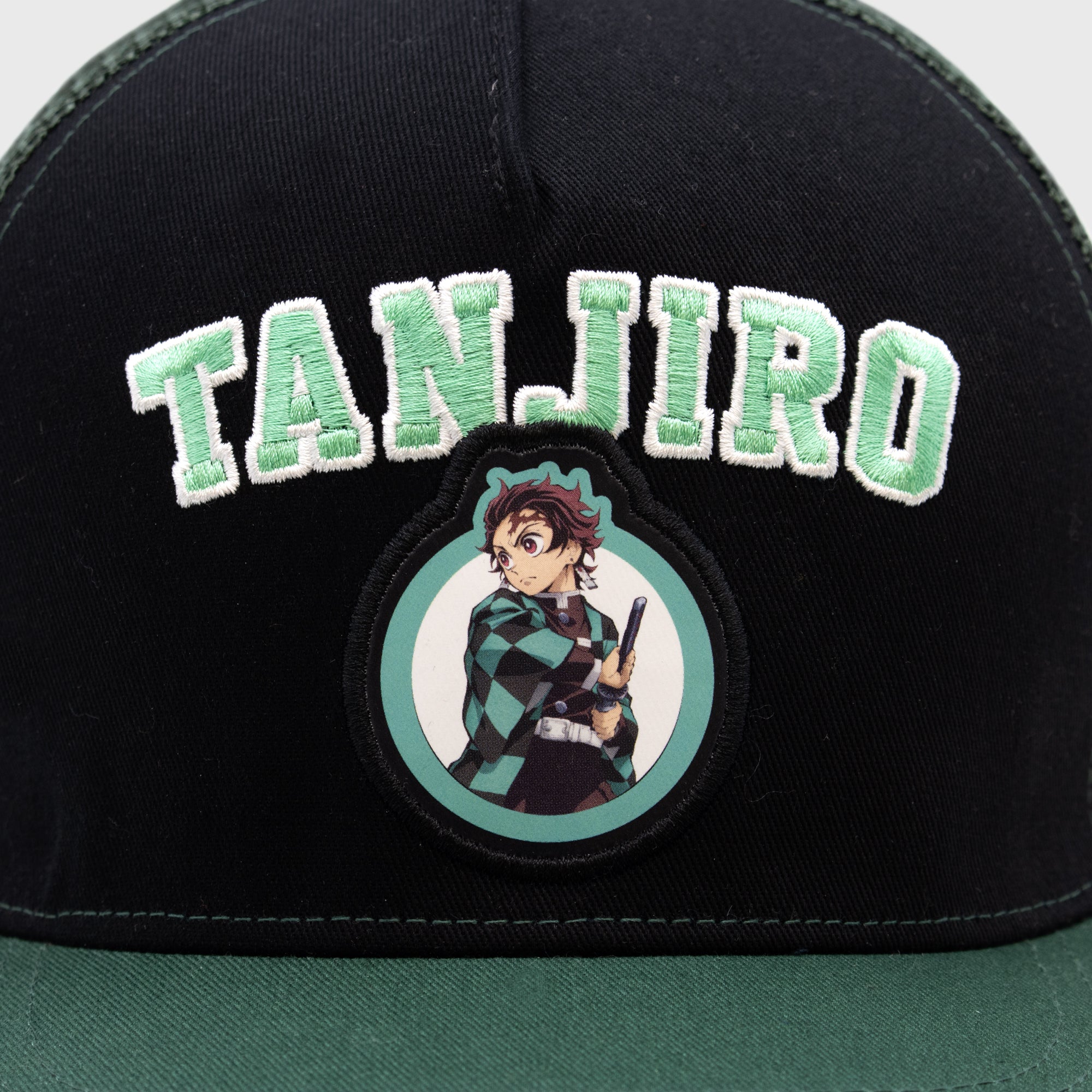 Image 3 - Headwear Demon Slayer - Tanjiro Kamado Snapback Green Hat Closeup