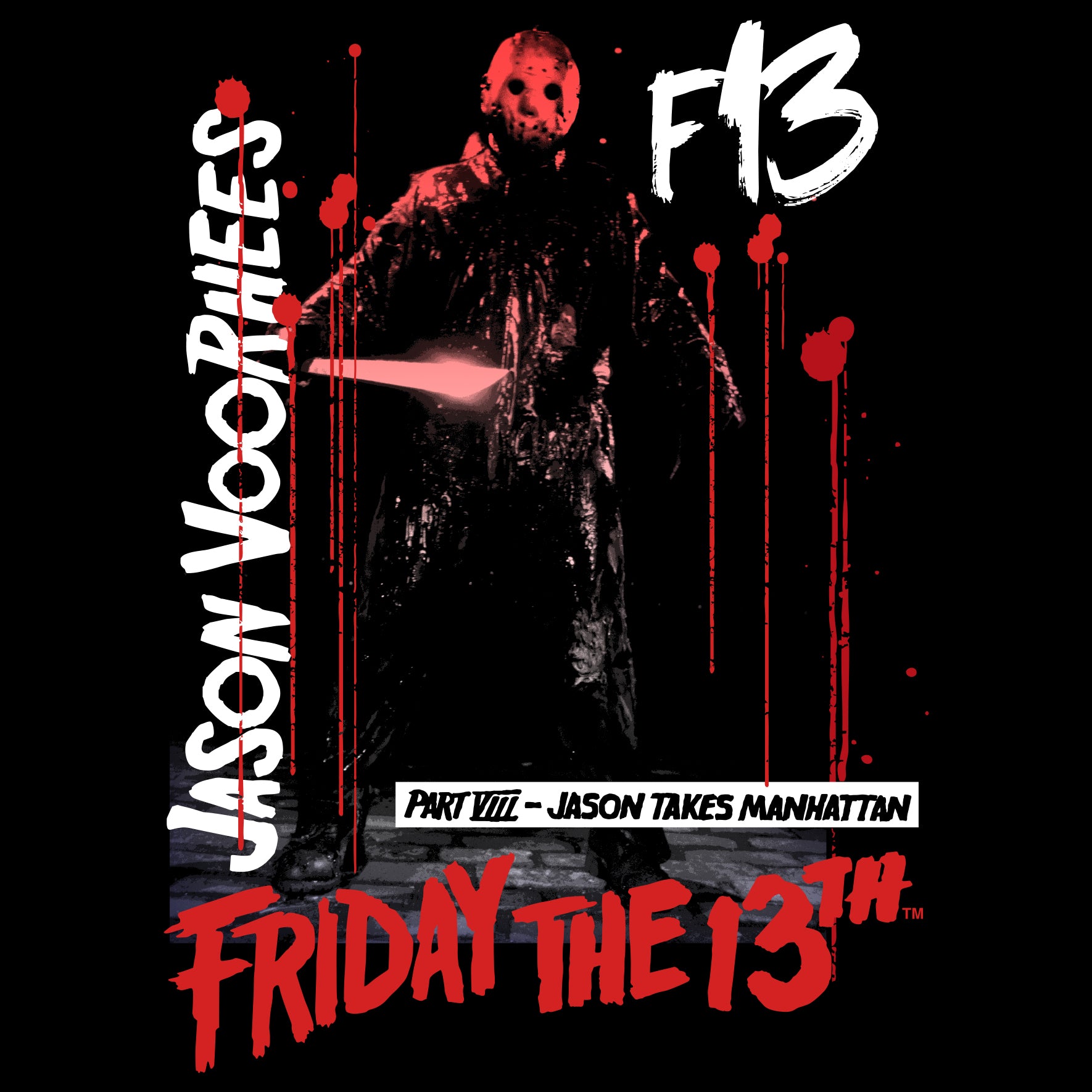 t-shirt tee shirt short sleeve jason voorhees f13 friday the 13th part VIII jason takes manhattan black culturefly