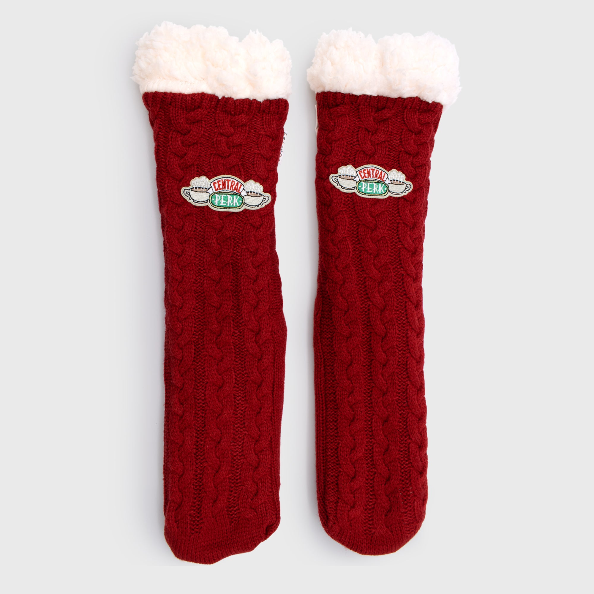 slipper socks. central perk logo on top.