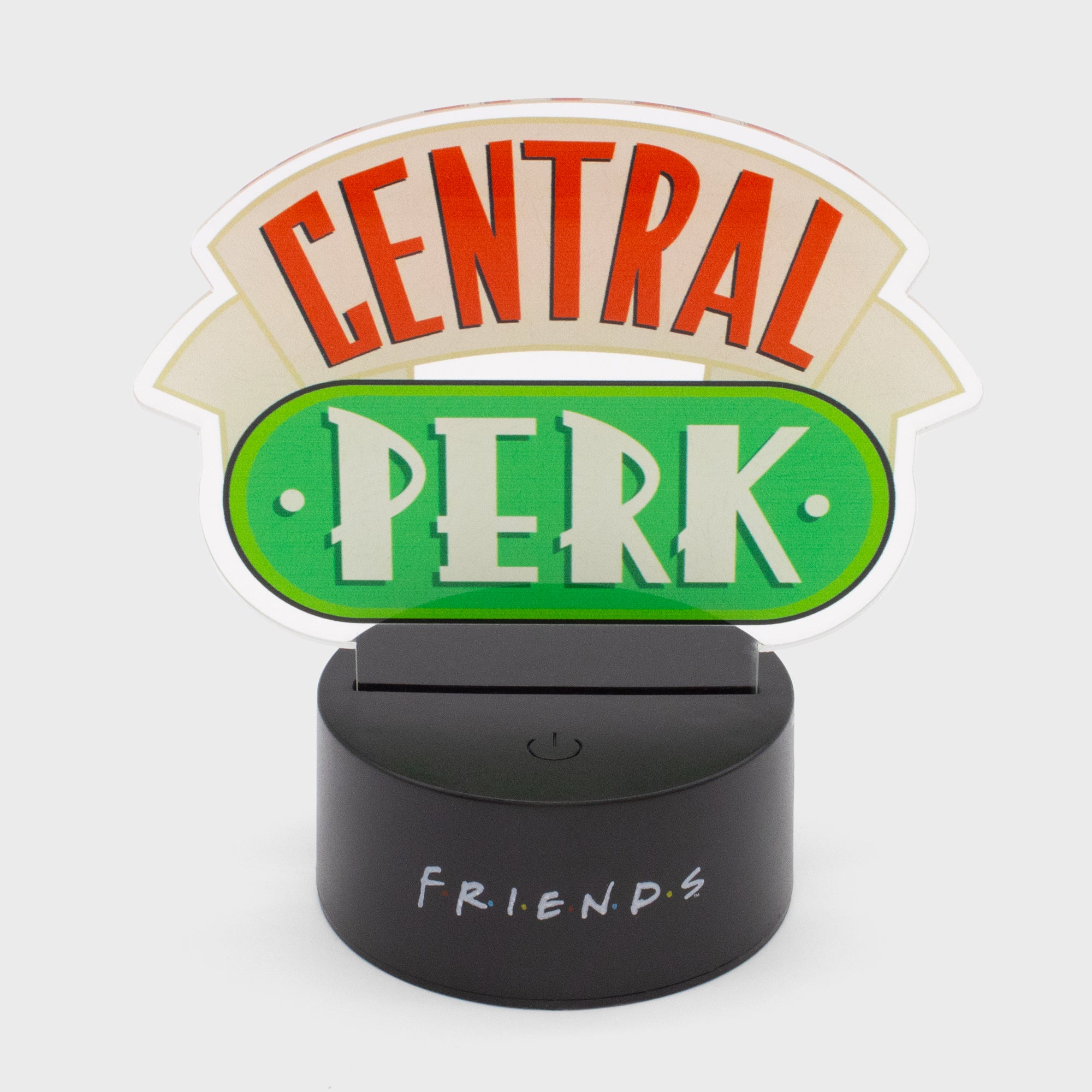 LED light. light has central perk on it. friends logo on bottom.