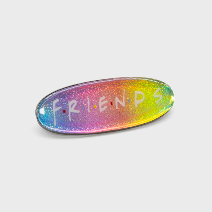 friends logo rainbow shimmer collectible pin.