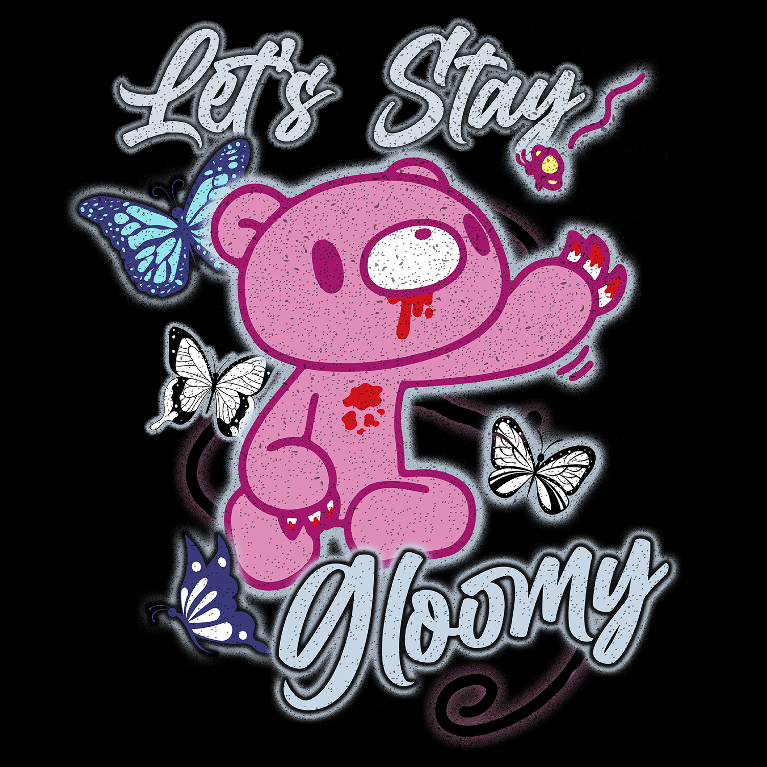 t-shirt tee shirt short sleeve let's stay gloomy gloomy bear black culturefly