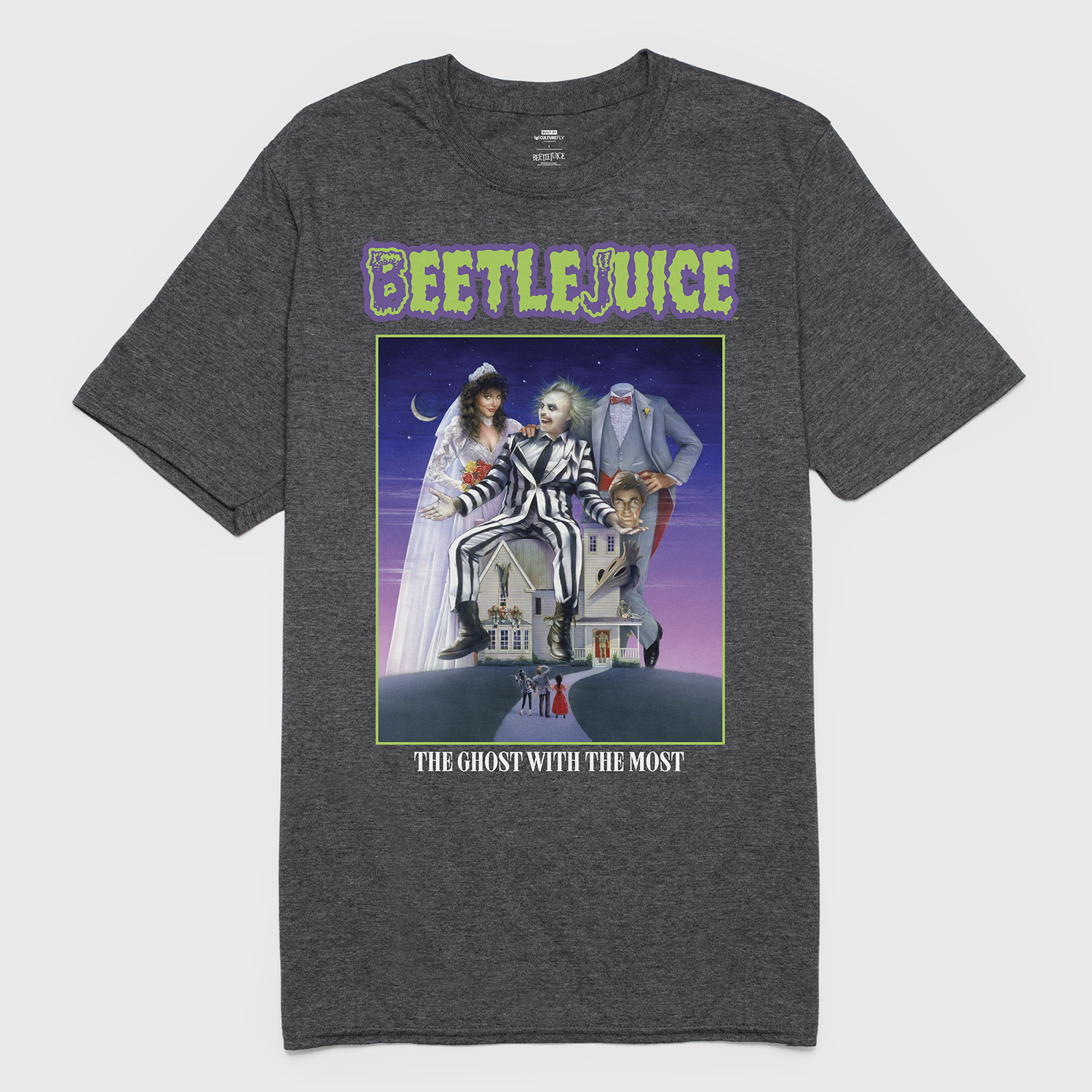 t-shirt tee shirt short sleeve beetlejuice the ghost with the most dark gray culturefly