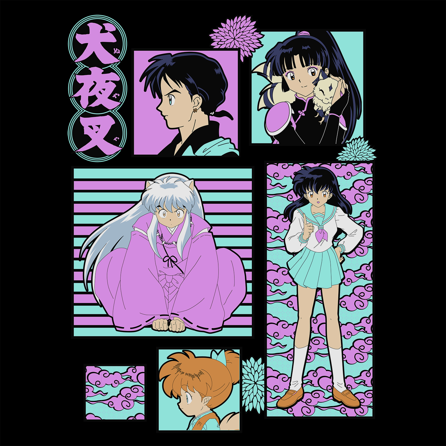 t-shirt tee shirt short sleeve inuyasha black culturefly