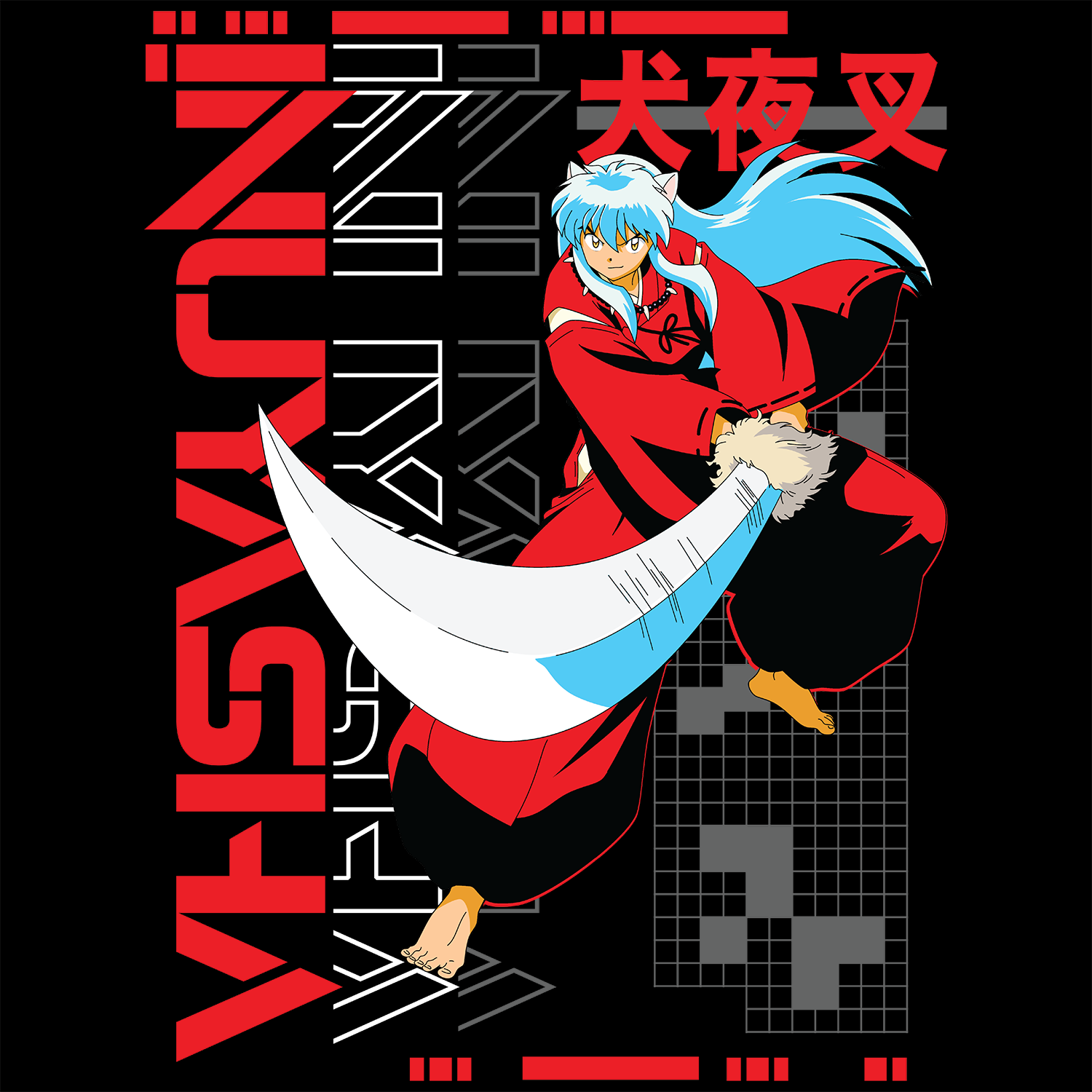 t-shirt tee shirt short sleeve inuyasha black culturelfy
