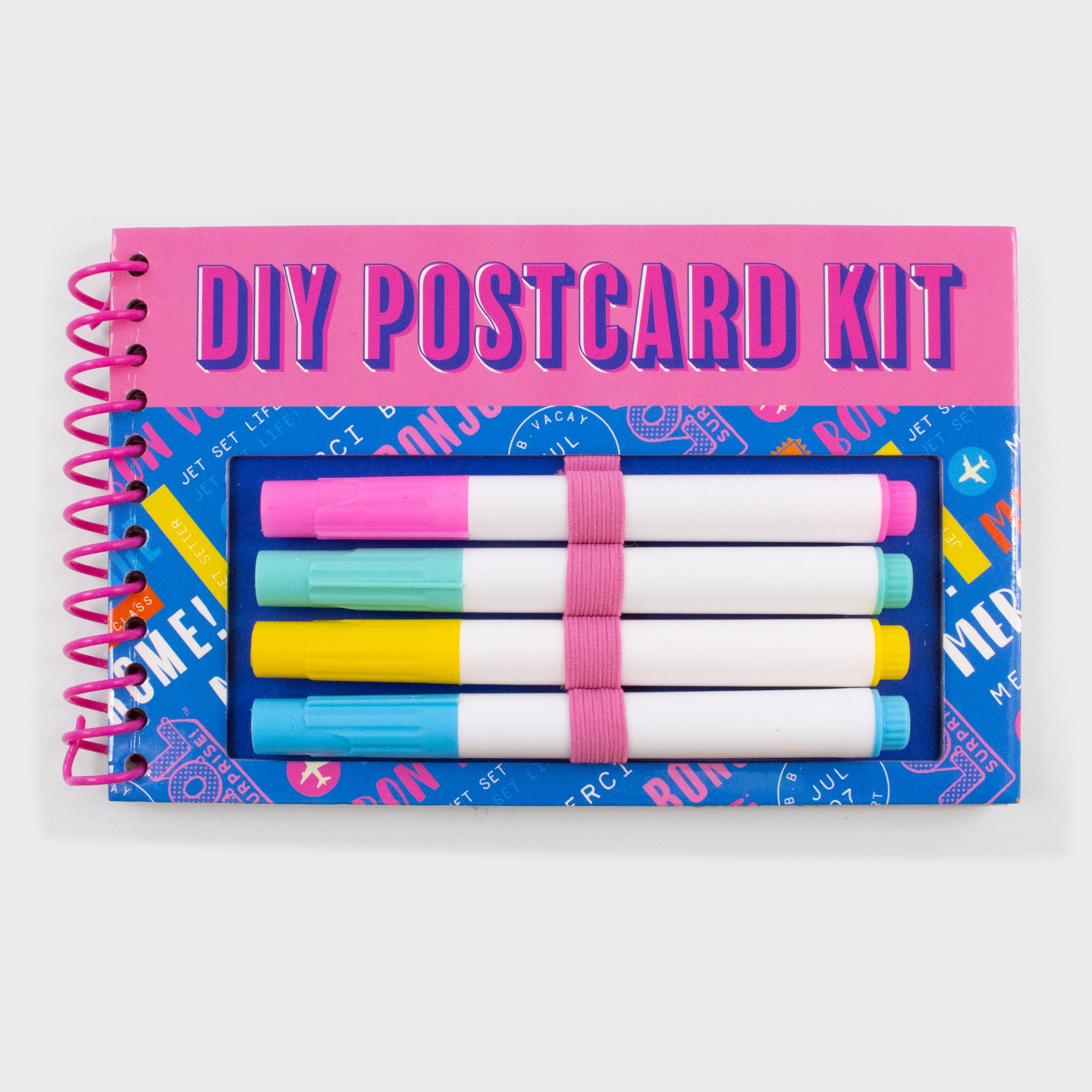lol surprise diy postcard kit. comes with notebook of cards and 4 markers.