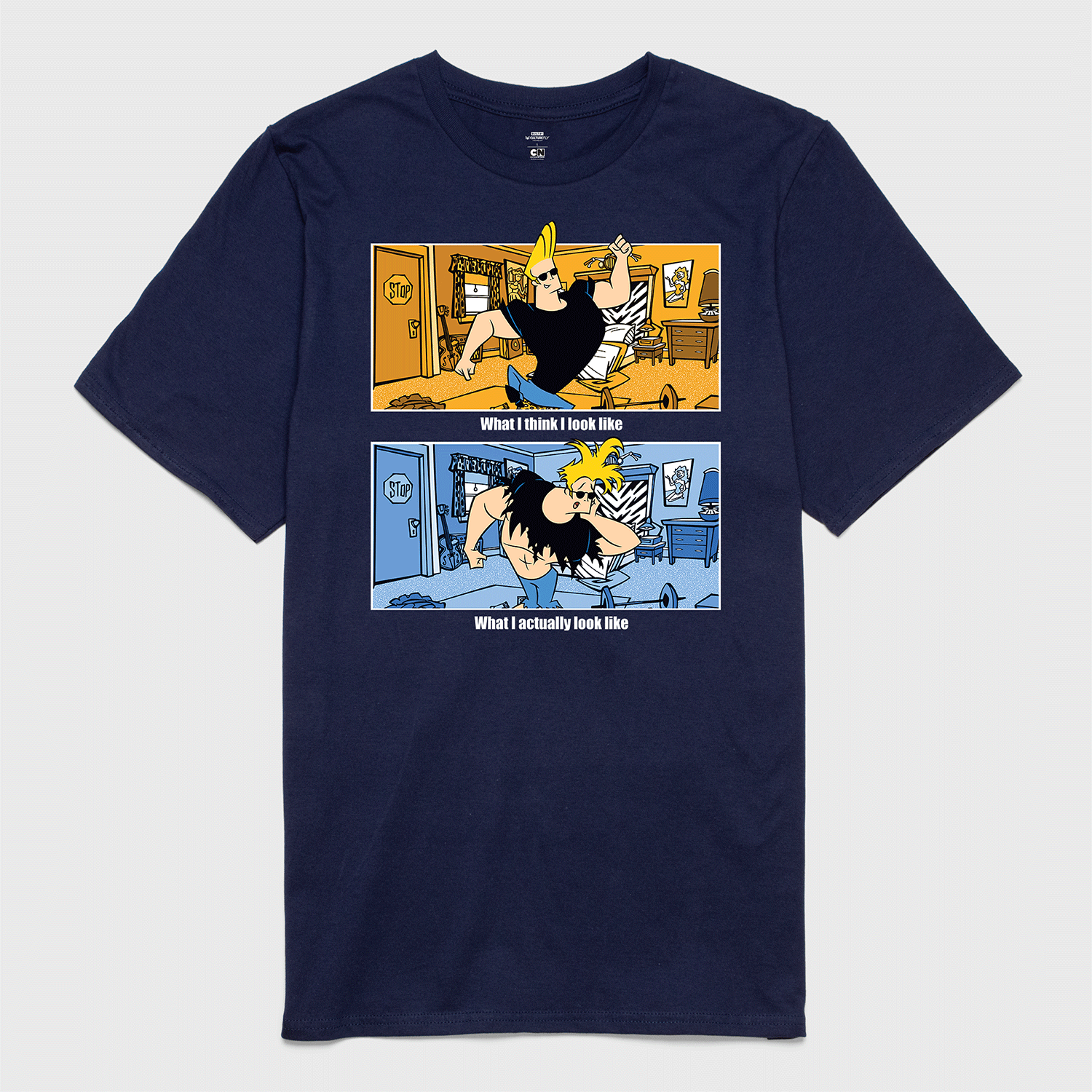 t-shirt tee shirt short sleeve what i look like what i actually look like johnny bravo navy culturefly
