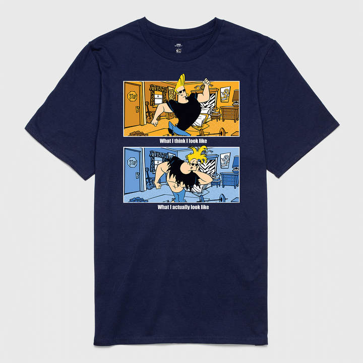 t-shirt tee shirt short sleeve what i look like what i actually look like johnny bravo navy culturefly