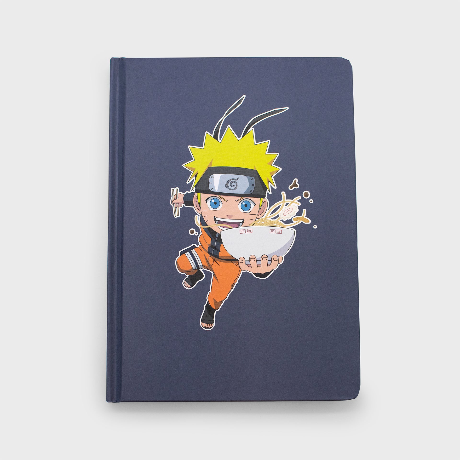 naruto shippuden journal. front has image of chibi cute version of naruto holding out a bowl of ramen