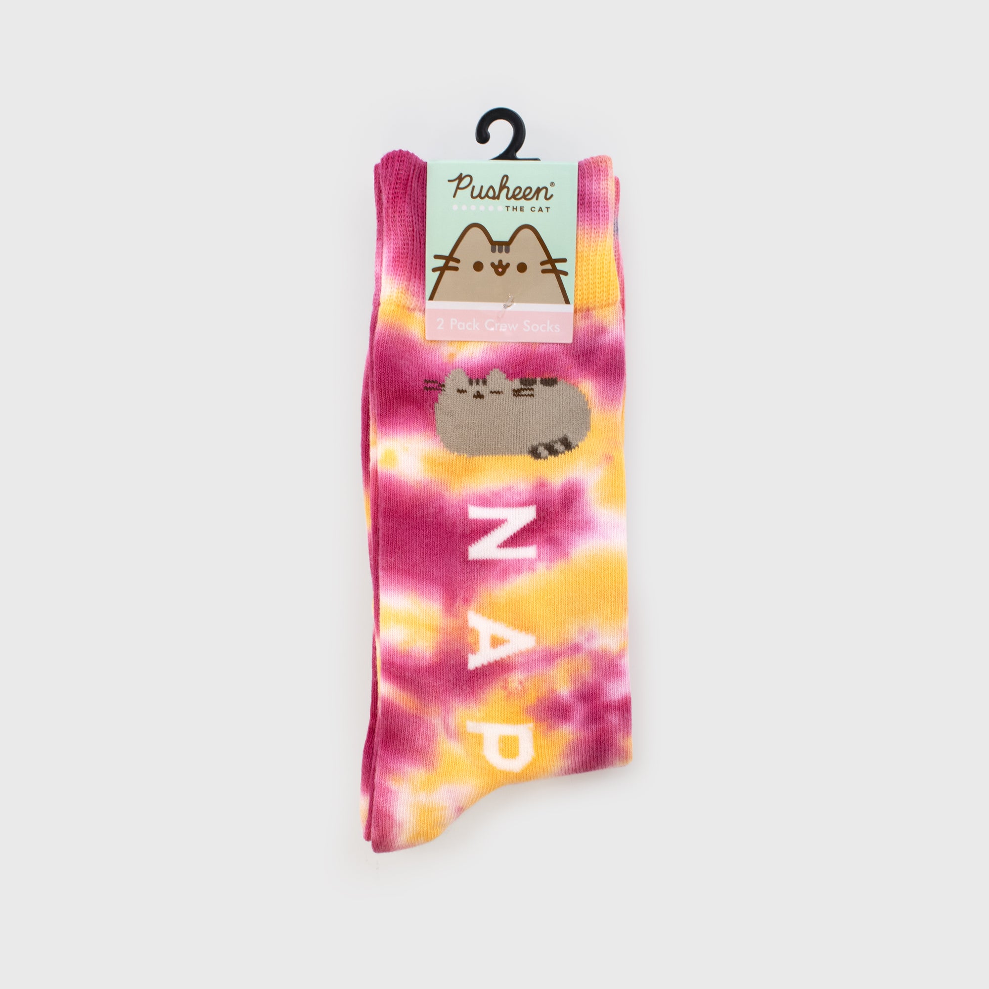 Pusheen - 2 Pack Tie-Dye Crew Socks packaged