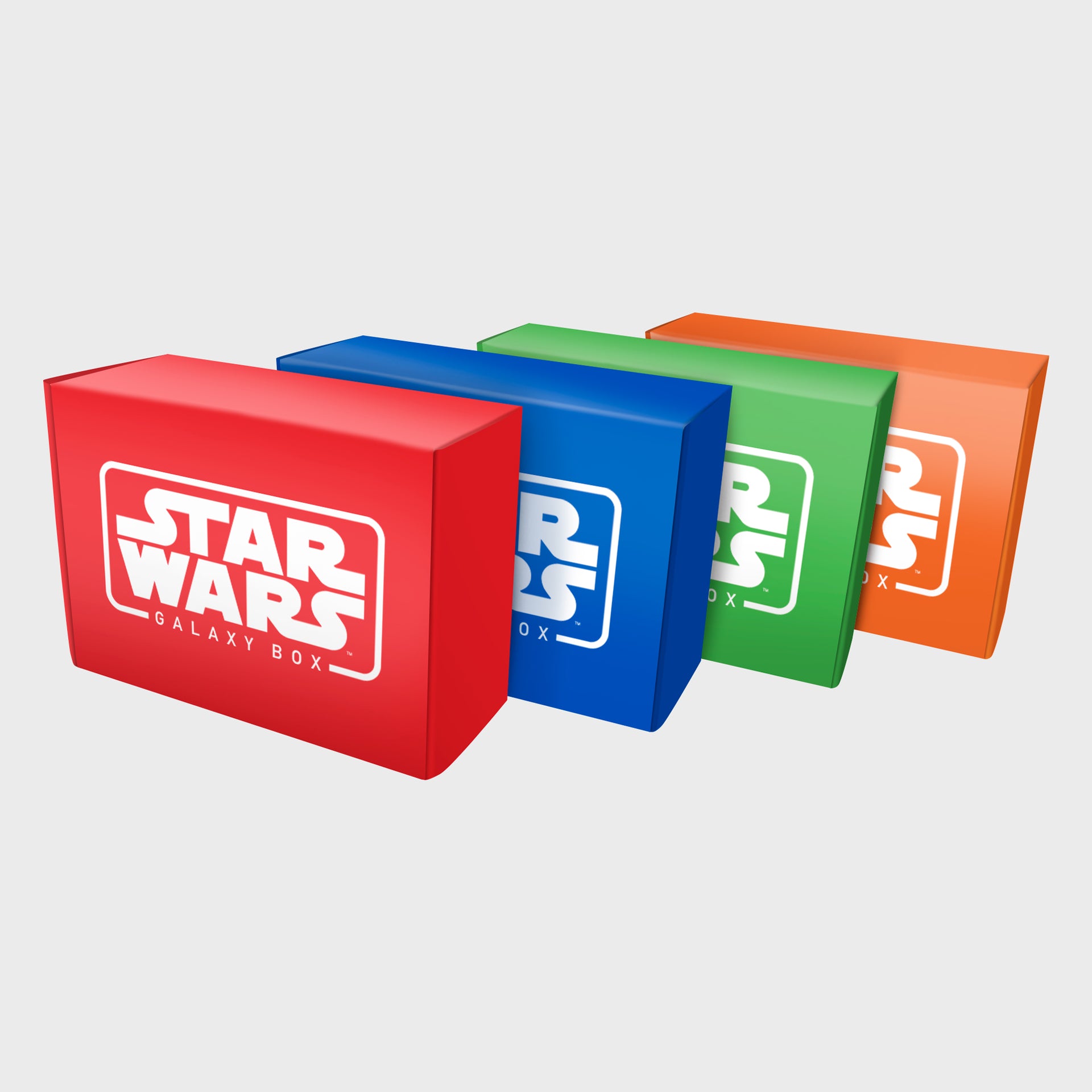 four star wars box stacked next to each other