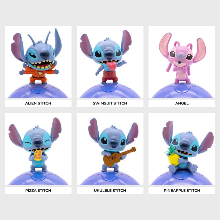 full set disney stitch smols series. alien stitch, swimsuit stitch, angel, pizza stitch, ukulele stitch, pineapple stitch