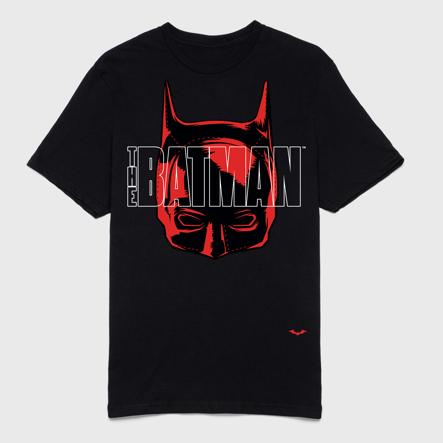 the batman tee, red batman mask on black tshirt
