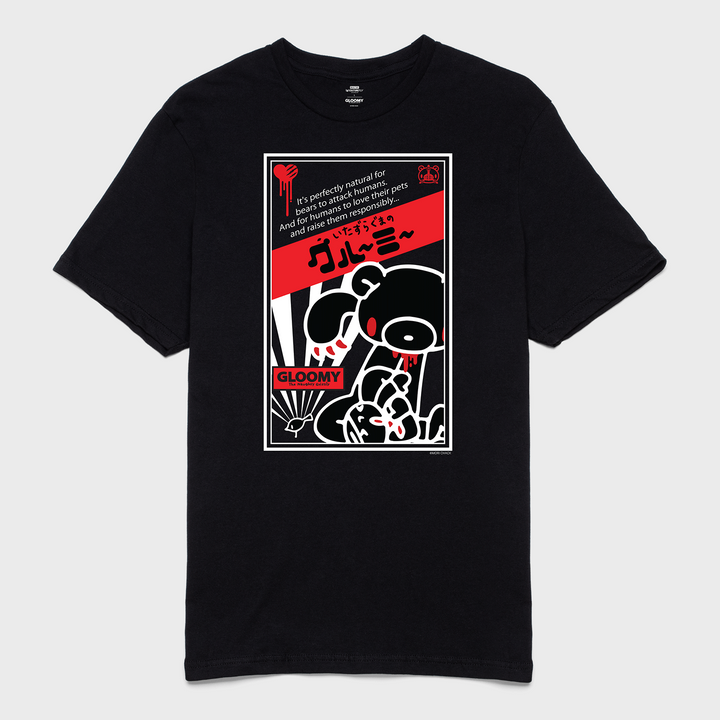t-shirt tee shirt short sleeve it's perfectly normal for bears to attack humans and for humans to love their pets and raise them responsibly gloomy the naughty grizzly black culturefly