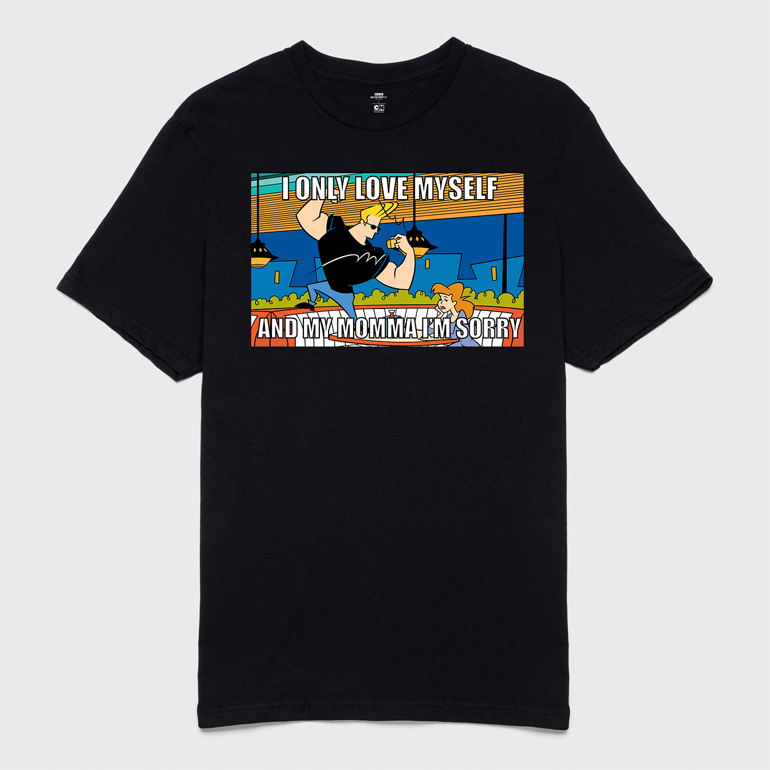 t-shirt tee shirt short sleeve i only love myself and my momma i'm sorry johnny bravo black culturefly